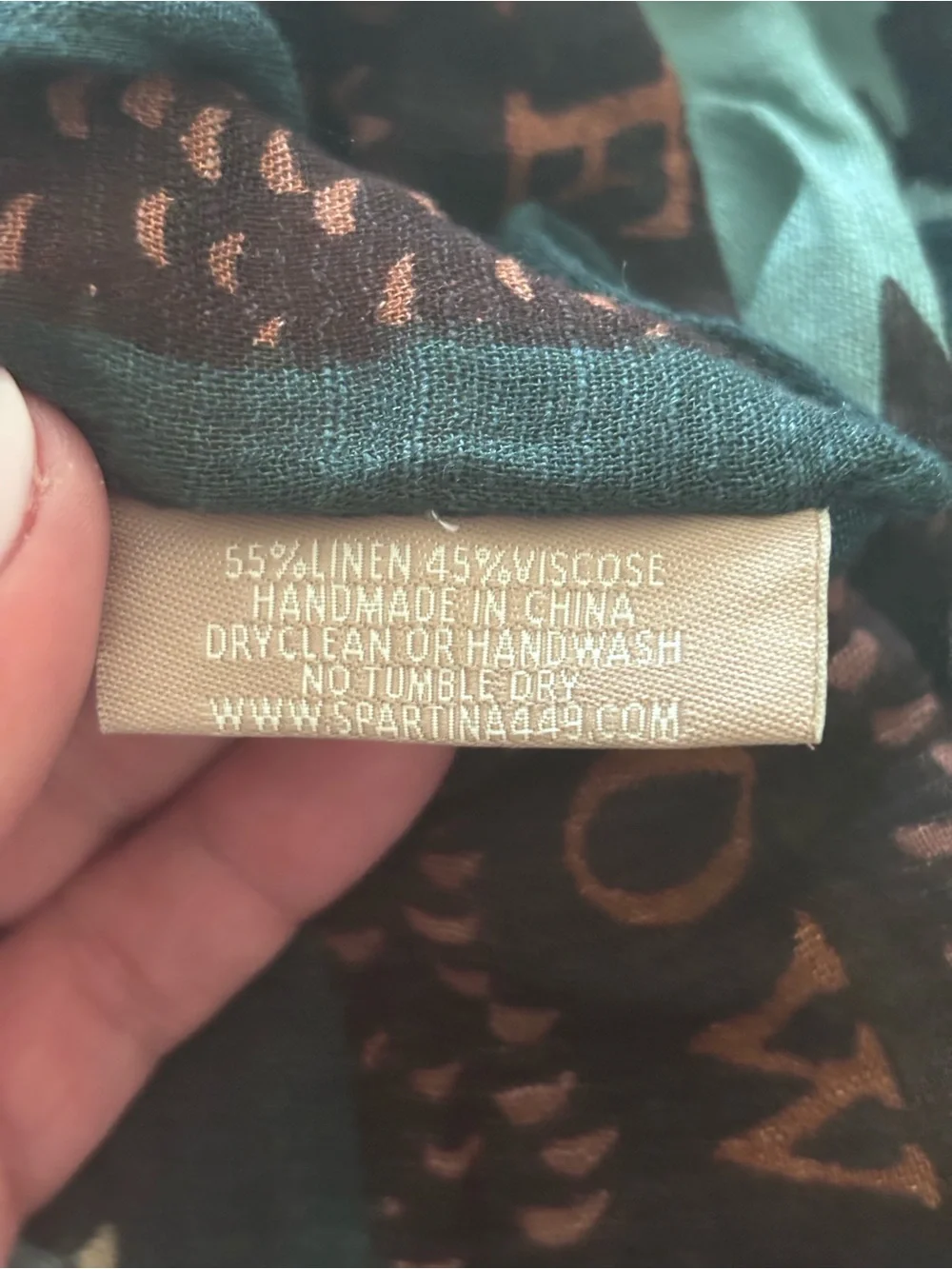 Spartina 449 Teal, Brown and Cream Floral Print Scarf
